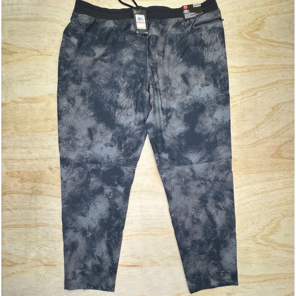 NEW Under Armour Mens Elite Tapered Print Fitted Pants Black Gray 3XL